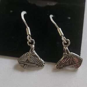925 Vintage horse head earrings signed wts 925 small dainty dangles